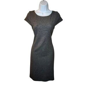 Alice + Olivia Size Small Gray Cap Sleeve Sheath Career Dress Back Zip Preowned